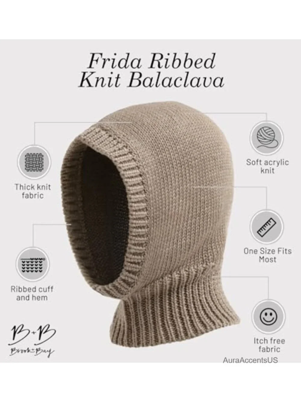 Knitted Hooded Scarf for Women, Water Resistant, Winter Neck Warmer, Beanie